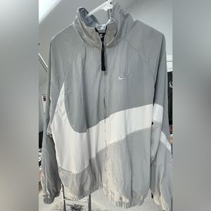 Nike Swoosh windbreaker jacket grey/white worn once